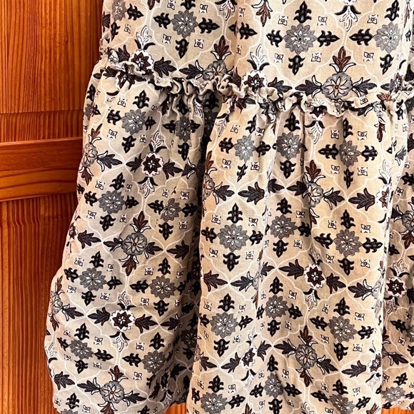 dip Large Linen Green Ditzy Floral Sleeveless Ruffle Tiered Prairie Boho Dress - Picture 6 of 9